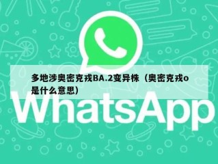 多地涉奥密克戎BA.2变异株（奥密克戎o是什么意思）